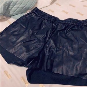 Faux leather black short